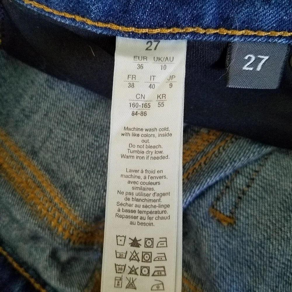 Spanx The Slim-X Straight Blue Midrise Dark Wash Denim Size 27 - Picture 11 of 12